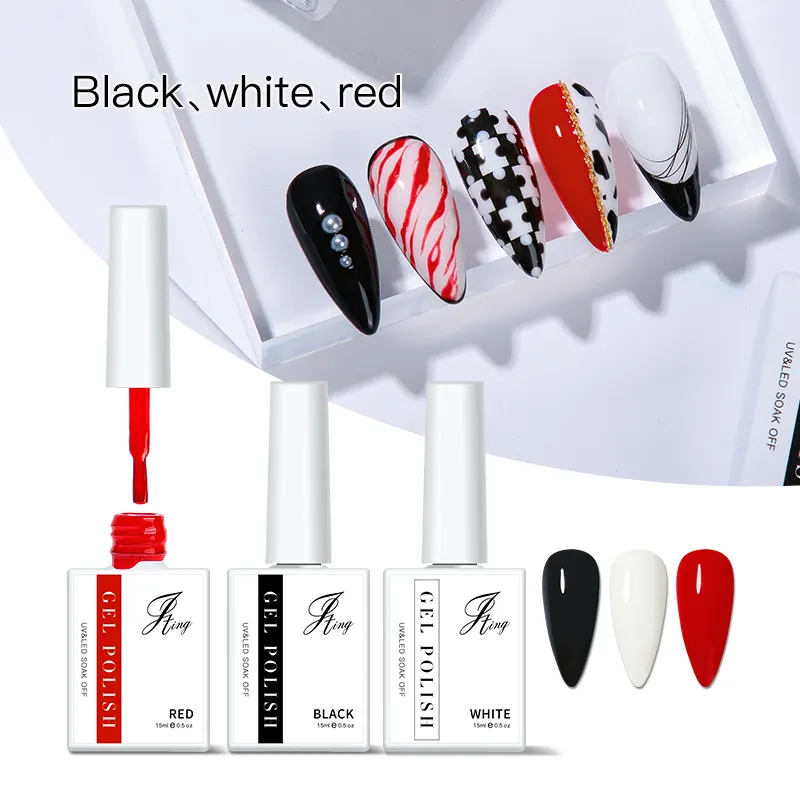 JTING Free design solido puro nero bianco rosso 3 colori uv Gel smalto OEM crea logo del marchio di smalto gel privato