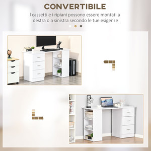 HOMCOM <strong>Computer</strong> Desk with 3 Drawers and 3 Shelves, Wooden Desk <strong>for</strong> Bedroom and Office 120x49x72cm White - Product Image 6
