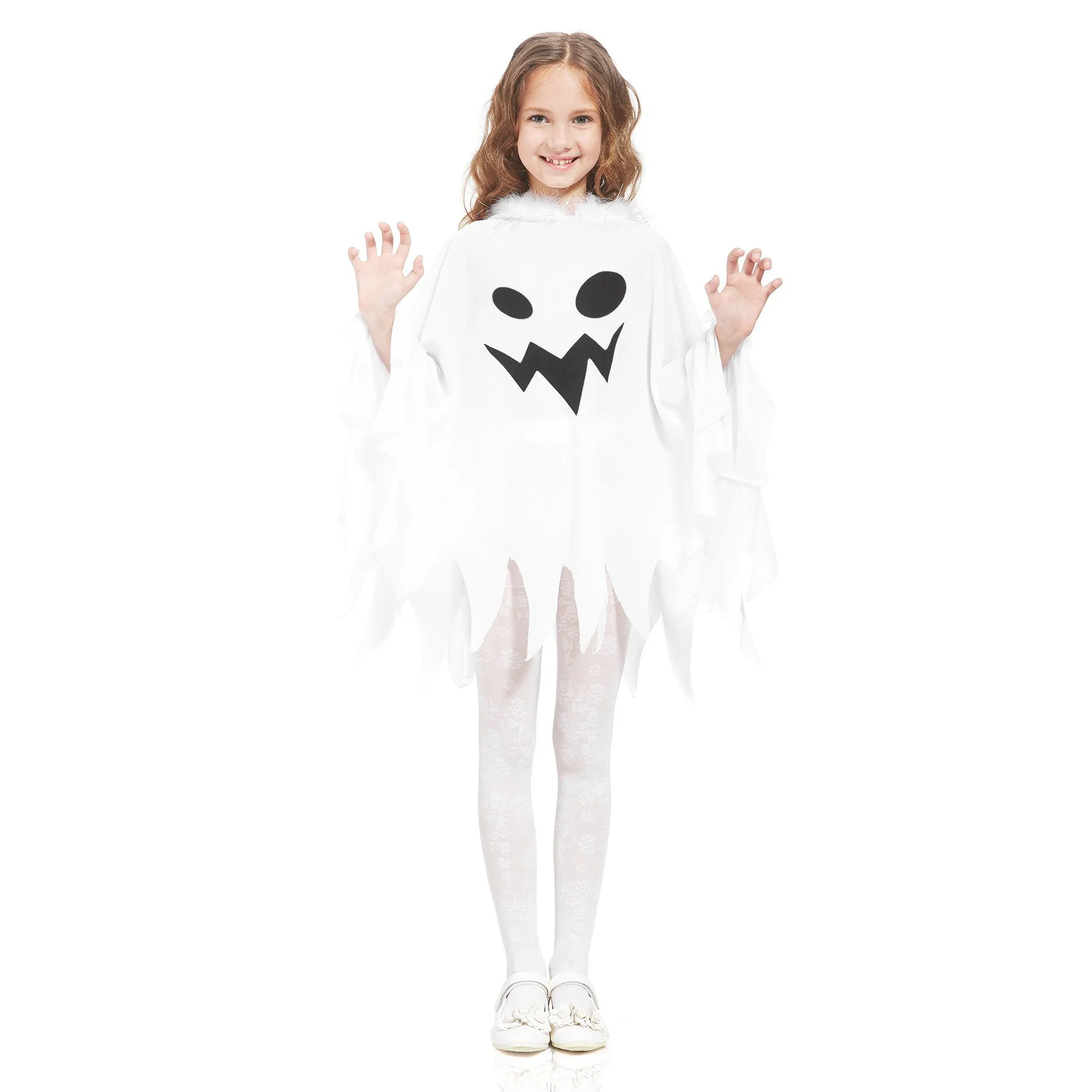 Pafu, logotipo personalizado, capa de algodón blanco para Halloween, capa con capucha, capa de fantasma para fiesta de Halloween para adultos y niños