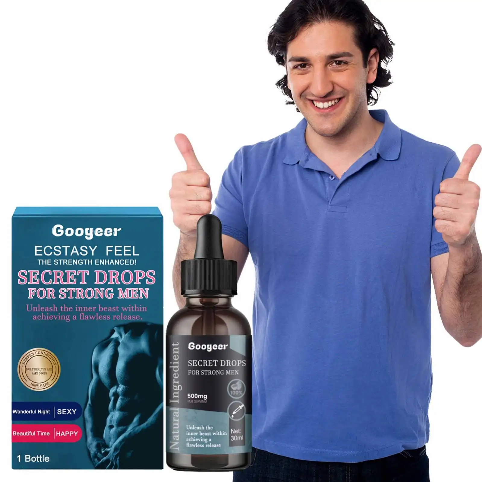 Googeer Wholesale Private Label Herbal Vegan For Man Provide Energy Strong Men Secret Drops For Strong Men 30ML