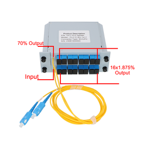 Excelente divisor de PLC de fibra óptica tipo casete 1*17 1:17 Entrada SC/UPC y PLC de salida 70%:30% desigual con coleta de 1,5 m - Product Image 2
