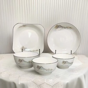 高级法国奶油风格陶瓷压花充电器瓷盘餐具婚礼派对植物图案类型 - Product Image 1