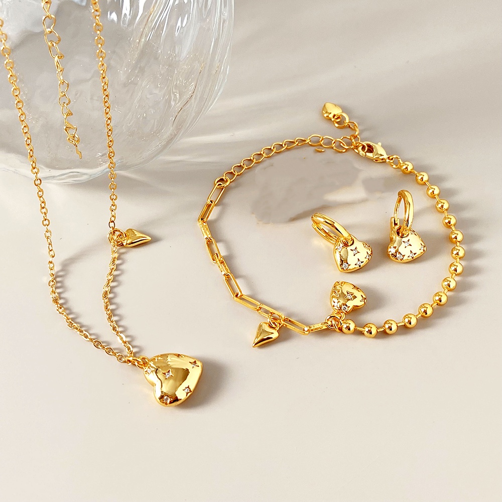 Ensemble Or (boucles d'oreilles créoles + collier + bracelet)