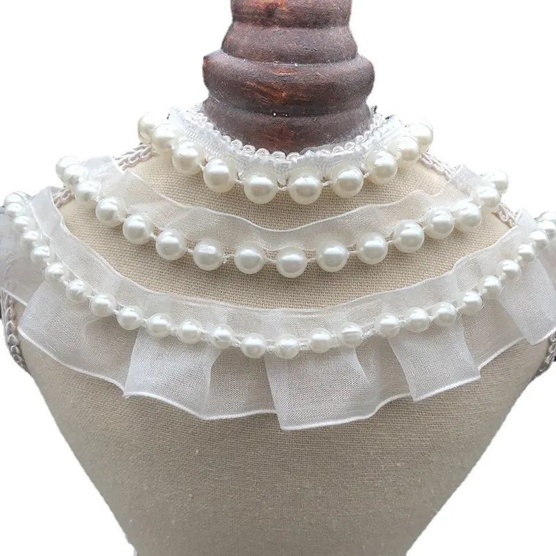 EW-tela de encaje brillante para vestido de novia, tejido de alta calidad con perlas y cuentas de cristal, para fiesta