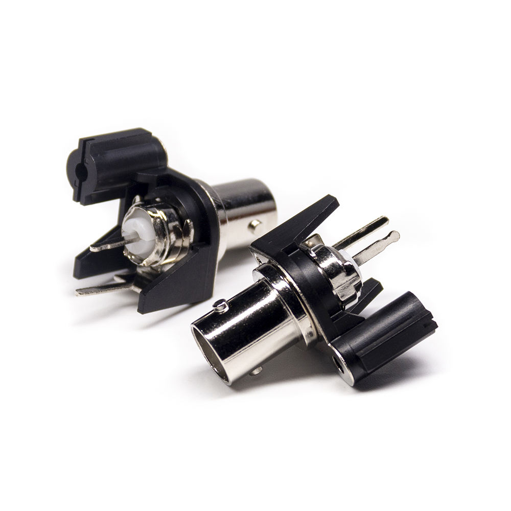 แจ็ค BNC แนวตั้ง แบบทะลุรู 50 โอห์ม ขาชุบนิกเกิลทอง