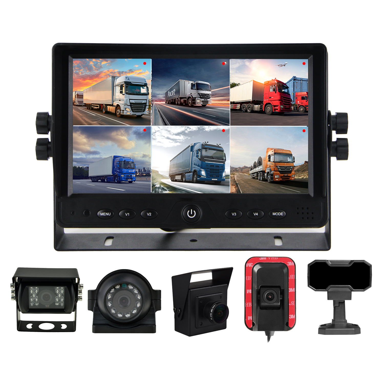 6CH: 9'' monitor, 6 cameras