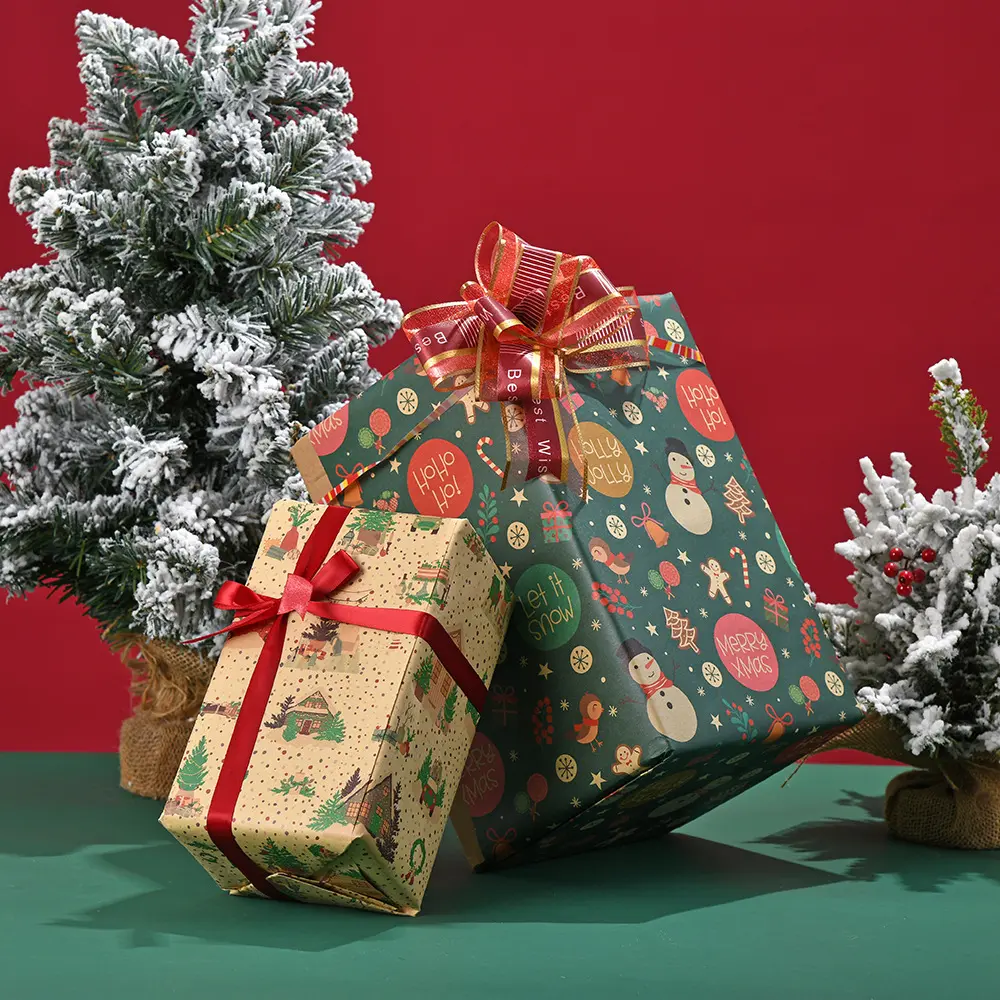 Carta da regalo personalizzata con Logo in tessuto decorazioni natalizie fiori confezione in rotolo di carta