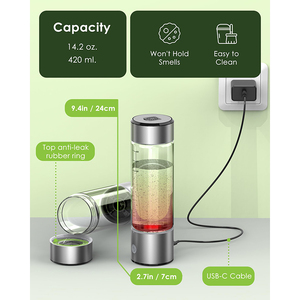 SPEおよびPemテクノロジーを備えたポータブル充電式水素水発生器と、健康ピュア用のホウケイ酸ガラスカップの在庫 - Product Image 6