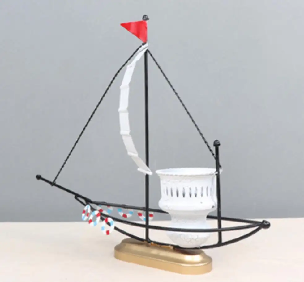 ミニアイアンセーリングボートペンホルダーヴィンテージ航海手作り手作りヨット装飾ヨットモデル家の装飾用