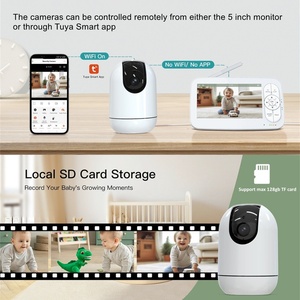 Tuya WiFi bebek izleme monitörü 5 inç HD App kontrolü kablosuz iki yönlü ses Babyphone VOX modu gece görüş Video kayıt bebek kamerası - Product Image 3