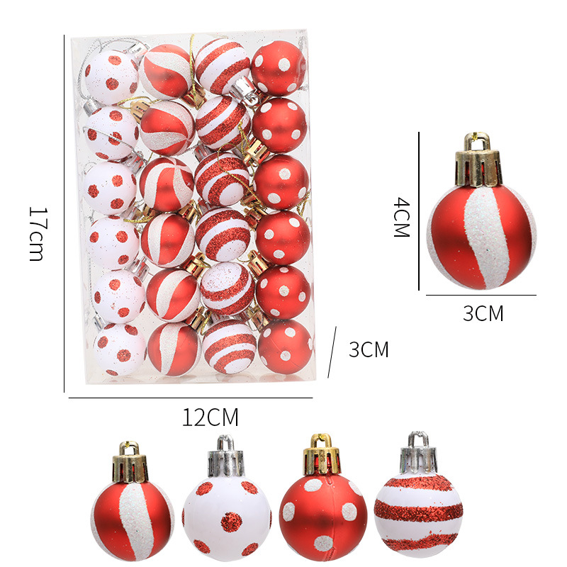 24 lots de boules de Noël peintes de 3 cm