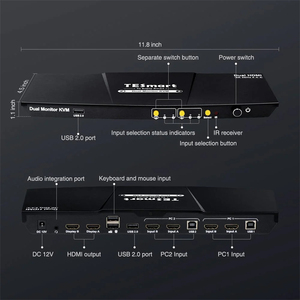 TESmart HDMI KVM interruttori Matrix Box 2x2 per Raspberry Pi 4K 30HZ con Hub 2.0 USB EDID Dual PC Monitor 4 porte Switcher Video - Product Image 2