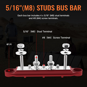 Big Current 250AMP Car Electrical Power Distribution Terminal Block Pure Copper <strong>Busbar</strong> 4X5/16&quot;Post(<strong>M8</strong>), 6X#8 Screws for Car - Product Image 3