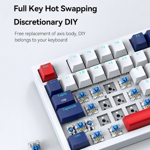 Teclado mecánico de teclas H96 con perilla Teclado para juegos 3 modos RGB Anti-Ghosting Teclado inalámbrico de intercambio en caliente - Product Image 3