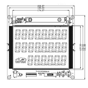 Pin lcd su ordinazione all'ingrosso della fabbrica dell'esposizione lcd a 7 segmenti 22 cifre con il pwb per l'erogatore di combustibile