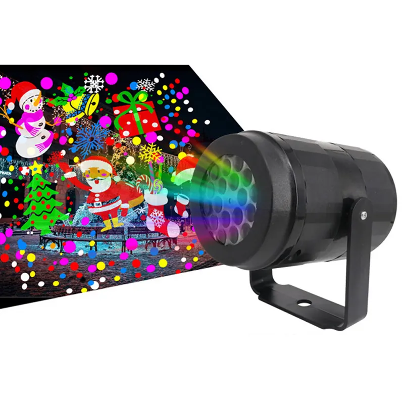 16 patrones RGB Navidad LED lámpara de proyección láser muñeco de nieve proyector luz Festival láser etapa Luz de proyección