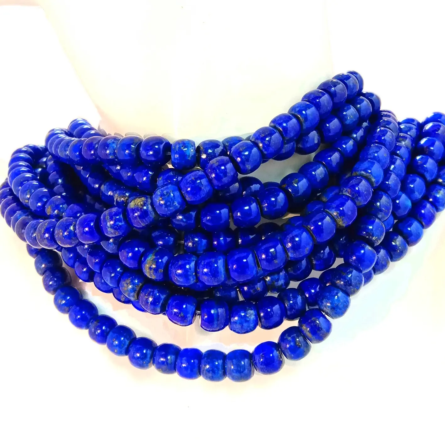 Lapis lazuli naturel lisse perles rondes cylindre bleu profond perles de pierres précieuses perles en gros en vrac