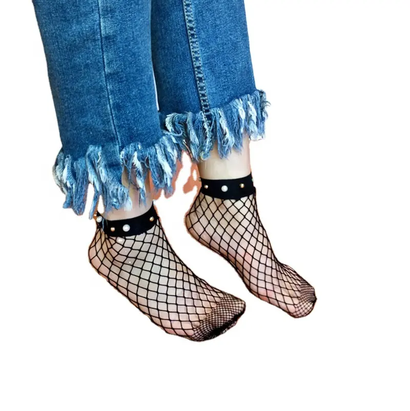 Женские сетчатые новые весенние 2021 прозрачные жемчужные однотонные европейские и американские модные сексуальные женские сетчатые носки