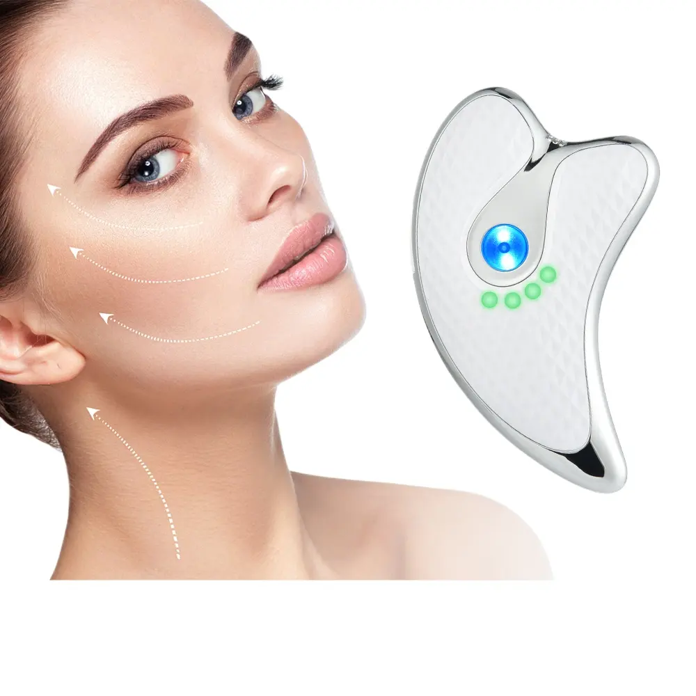 v Face Lifting Beauty Device Facial Slimming Massager LED Light Heating Vibrating Gua Sha Scraping Face Massager