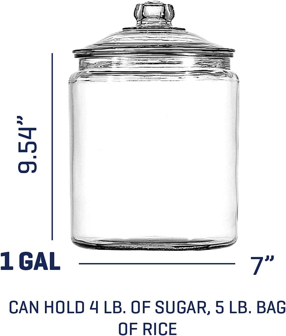 Dishwasher safe storage food jar 1 Gallon Heritage Hill Glass Jar with Lid