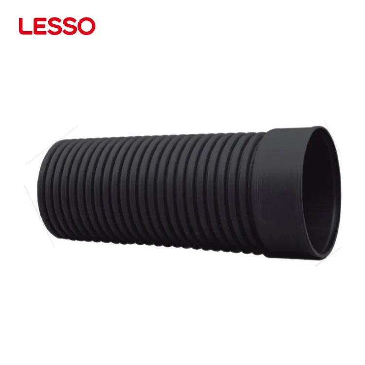Tubo corrugado de doble pared de tamaños estándar de alta densidad LESSO, tubo corrugado de drenaje HDPE de plástico negro de 600mm