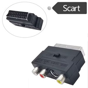 SCART-Adapter für Gaming AV-Block auf 3 Cinch Phono Composite S-Video In/Out-Schalter Konverter Netzteil Adapter für TV DVD VCR - Product Image 5