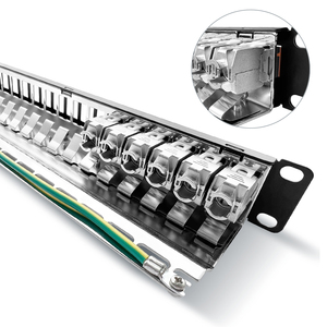 PANEL de parche blindado RJ45 STP, 19 '', 1U, 24 puertos, con conector de módulo CAT6A