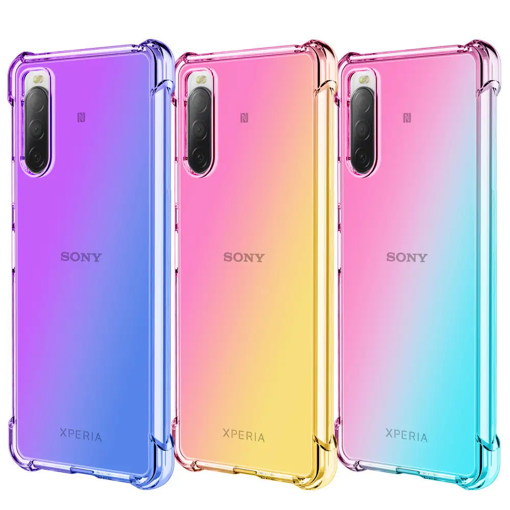 Capa de celular amortecedor, capa de celular amortecedor de 1.5mm com gradiente de cor para sony xperia 5 iv ace iii 10 ii