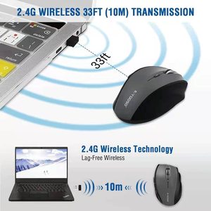 Mouse per Computer 5 DPI regolabili 800/1200/1600/2400 6 pulsanti mouse mouse ottico Wireless per computer con ricevitore USB Nano - Product Image 6