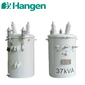 Hangen 37KVA 120/240V Monofásico MV & HV Transformador de distribución sumergido en aceite Montado en poste con entrada de 10KV Salida de 380V/220V - Product Image 3