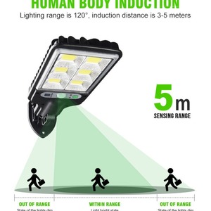 防水ガーデンライトIP65/67屋外ソーラー街路灯LED光源ABSボディリモコン & 人体センサー - Product Image 2