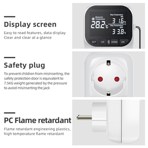 New Arrivals Large LCD Screen Digital Temperature <strong>Controller</strong> Thermostat <strong>Timer</strong> Switch EU Socket With Temperature <strong>Sensor</strong>