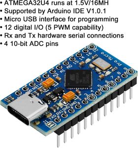 3er Pack Pro Micro ATmega32U4 5V 16MHz USB-Programmier entwicklungs karte für Arduino IDE Kompatibel mit Pin Header