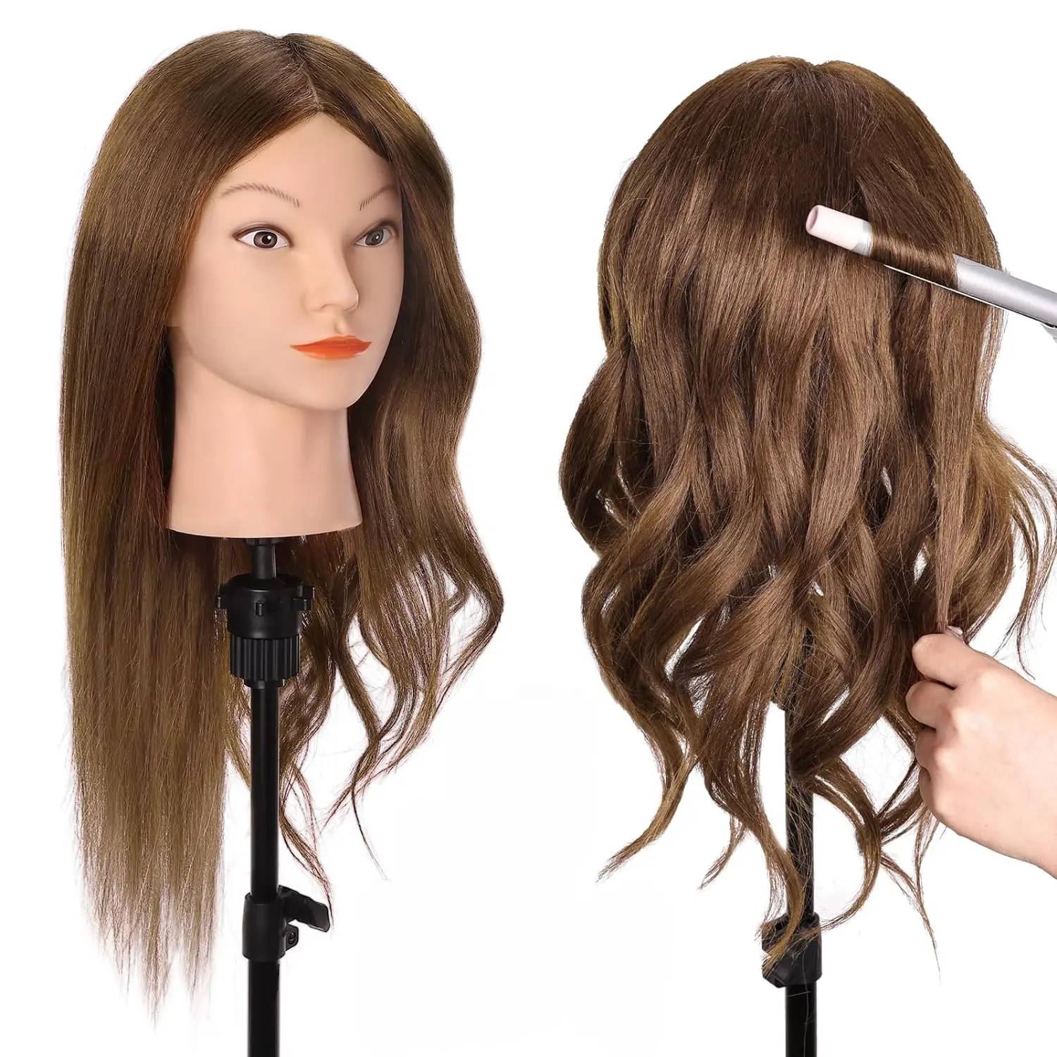 Mannequin Hoofd Met Menselijk Haar 100% Echte Haarpop Cosmetologie Pop Hoofd Voor Het Verven Van Knippen Vlechten