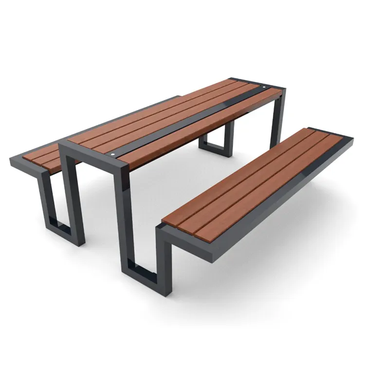 Outdoor Bench Set Picknick Sitz Esstisch Bier Park Metall Picknick Tisch Und Bank