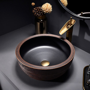 欧式手绘瓷器类型洗手盆廉价浴室水槽装饰陶瓷洗手盆 - Product Image 2