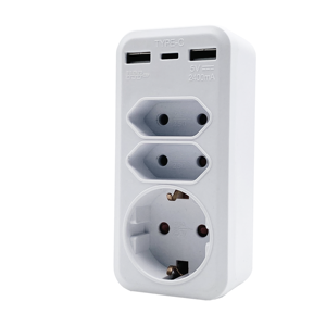 <strong>Multi</strong> Conversion Socket 250V 16A <strong>EU</strong> 3 Way Power <strong>Adapter</strong> <strong>Plug</strong> <strong>with</strong> USB Germany Standard 3680W 3 Outlets Outlet Electr 1 Usb - Product Image 3