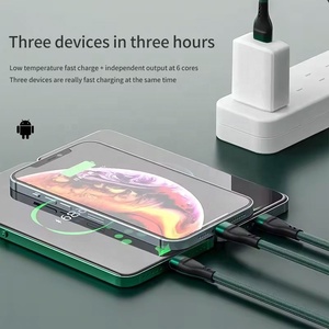 热卖低最小起订量3合1微型USB数据线1.2M 2m尼龙编织6A 100W 3in1 C型华为iPhone USB数据线 - Product Image 5
