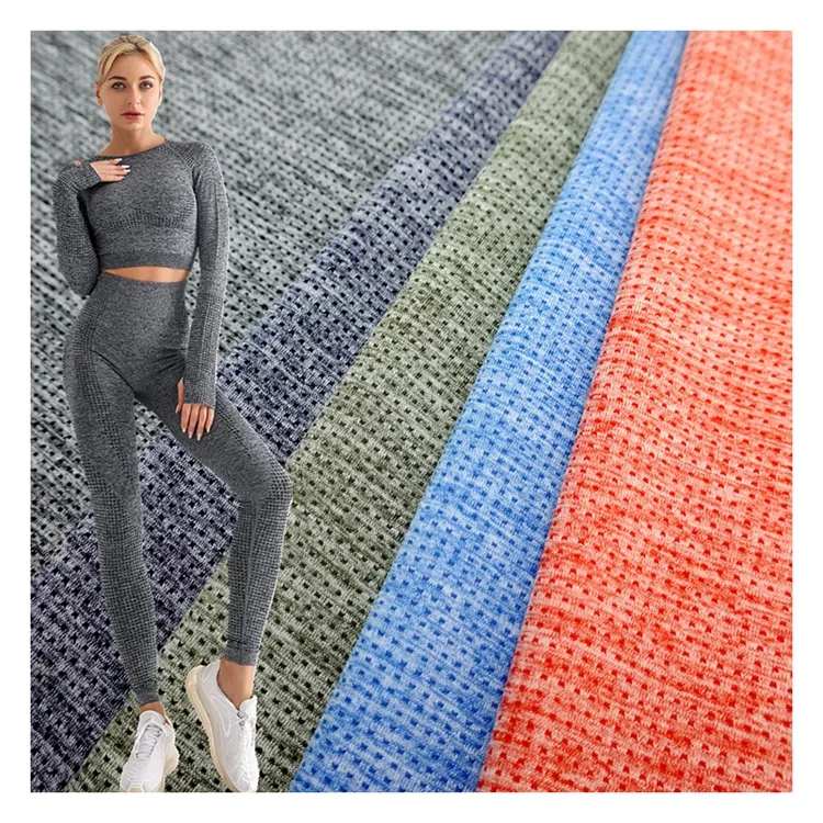 Occhiello jersey in maglia di poliestere spandex da 170GSM maglia quadrata tessuto sportivo per jogging yoga