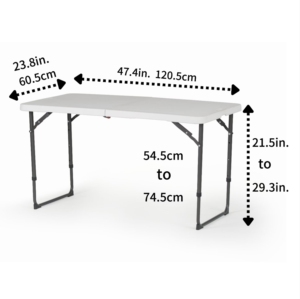 高品质4英尺高可调半折矩形桌，带锁，适用于室内室外活动 - Product Image 3