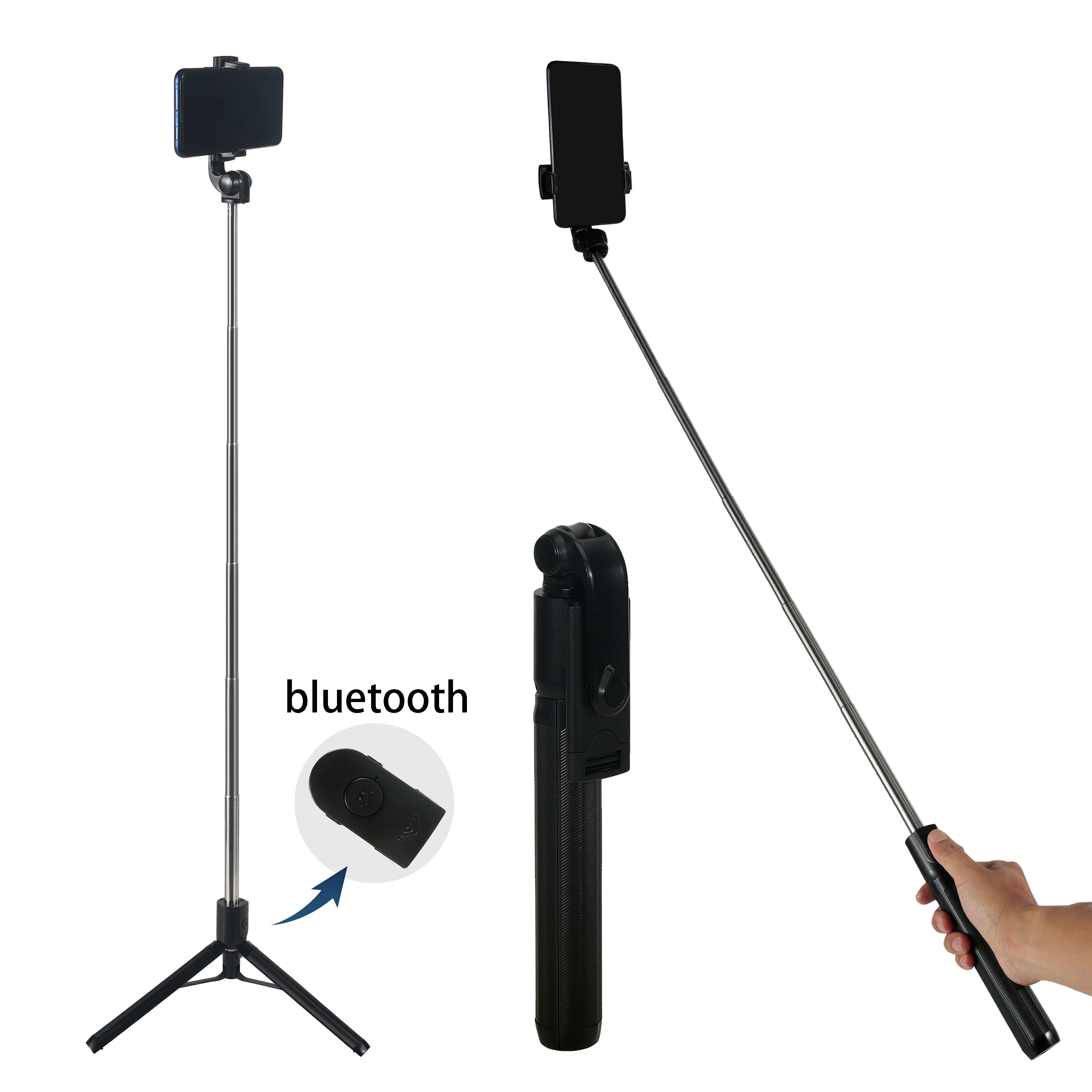 2022 nuovo arrivo vendita calda Selfie Stick treppiede flessibile fotocamera del telefono Mini monopiede con controllo rimovibile del dente blu