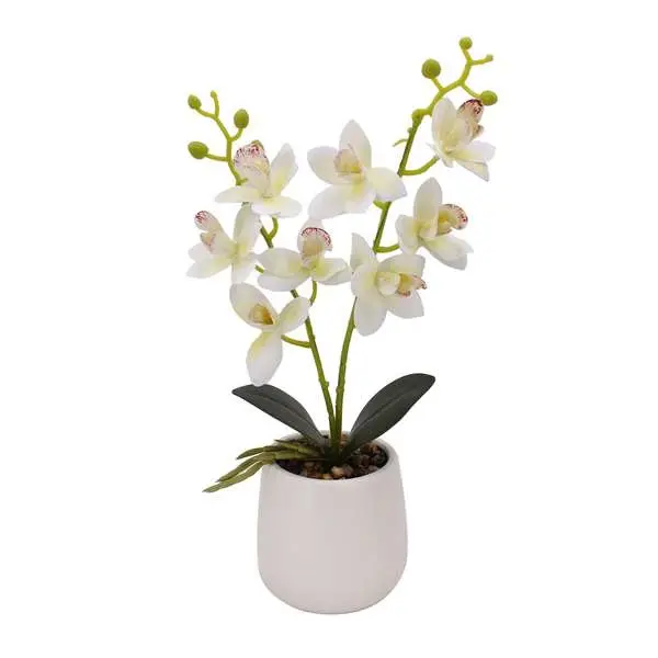 Tecido Tizen personalizado de alta qualidade para bonsai, tecido decorativo branco com flores artificiais, toque real, para Dia das Mães, Halloween e Páscoa