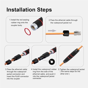RJ45 CAT6กลางแจ้งกันน้ำ IP67อะแดปเตอร์ตัวต่อสายเคเบิลเครือข่ายอีเทอร์เน็ต Cat5/5E/6/6A - Product Image 4