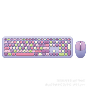 Juego de ratón con teclado inalámbrico de máquina de escribir colorida, teclado de tamaño completo de 104 teclas, combinación de teclado y ratón de oficina inalámbrico Retro - Product Image 2