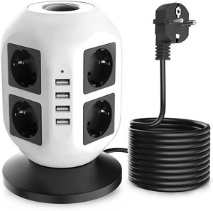 Çift anahtar masaüstü soket kulesi ile 4 USB çok soket kule 5 m uzatma kablosu güç şeridi ile 12 yollu güç şeridi - Product Image 1