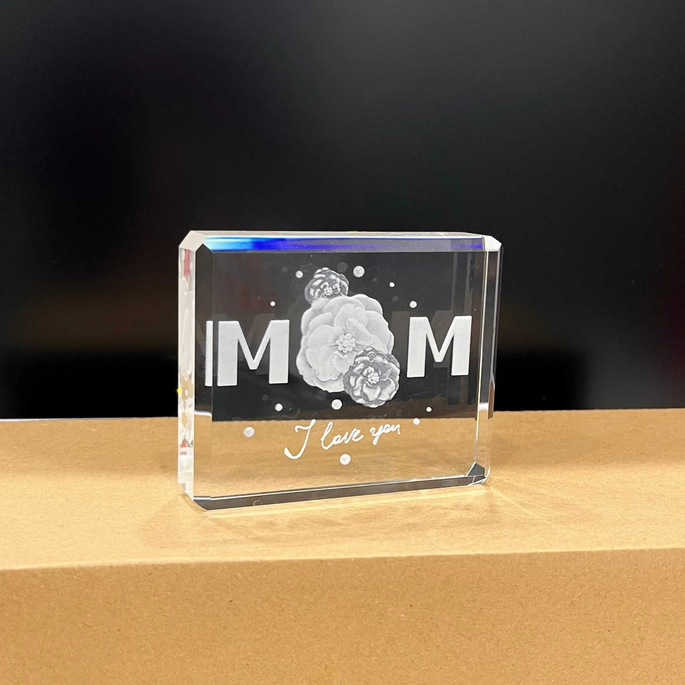 Regali personalizzati per la festa della mamma migliori blocchi di cristallo K9 romantici all'interno intaglio personalizzato 3D cubo per incisione Laser