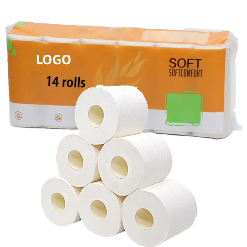 Индивидуальная супер мягкая бумага для туалетной бумаги 100% натуральная бамбуковая целлюлоза 3-слойная туалетная бумага