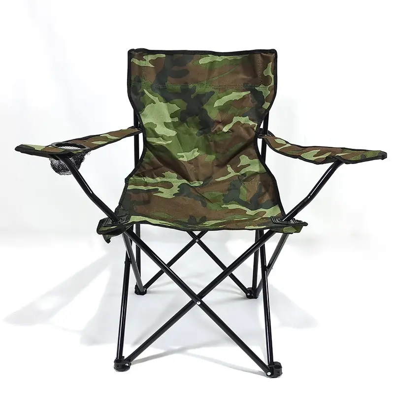 Silla de acampada personalizada, asiento portátil de pesca con respaldo, reposabrazos de ocio, silla de playa plegable al aire libre, venta al por mayor