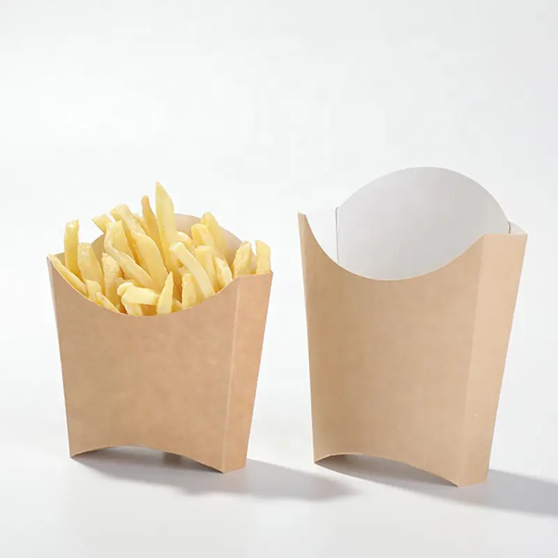 Desechable a prueba de aceite para alimentos fritos caja de patatas fritas Churros caja de embalaje de papel contenedores para crepes