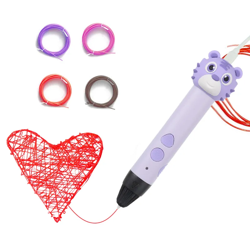 귀여운 호랑이 3D 프린터 펜 아이 diy 크리스마스 장난감 그리기 인쇄 아트 펜 3d 인쇄 펜 abs/pla 필라멘트 1.75